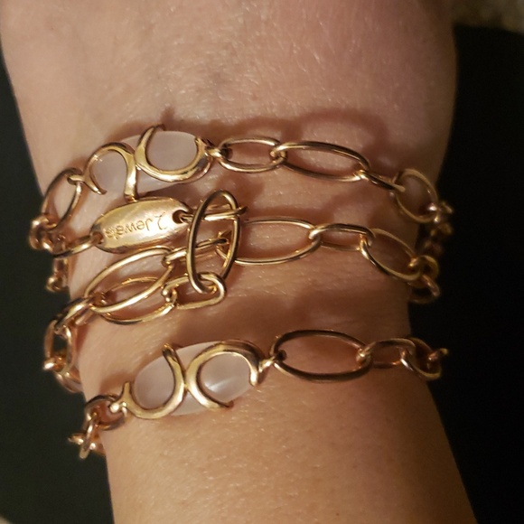 2 Jewels, Faux Pink Jade, Link Rose Gold Necklace - Picture 4 of 5